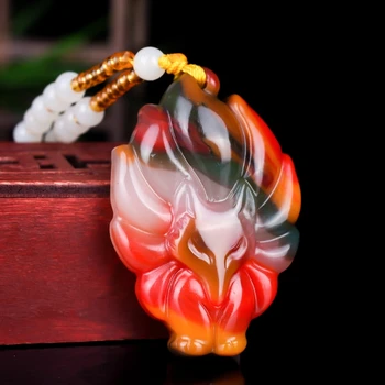 Módne Farby Sedem-tailed Fox Jade Prívesok Náhrdelník Šperky Čínsky Ručne Vyrezávané Ženy Muž Šťastie Darčeky Amulet Zdarma Lano