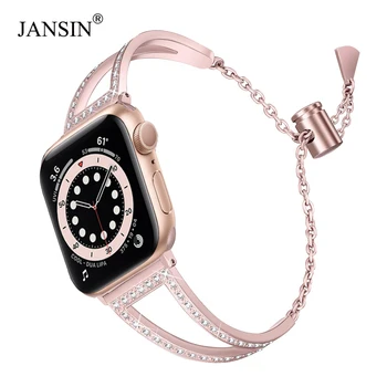 JANSIN Diamond hodinkám Pre Apple Hodinky 38mm 42mm 40/44 mm iwatch kapela Série 6 SE 5 4 3 Nerezová Oceľ remienok Ženy Náramok