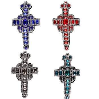 5pieces Korálkové Diamond Drahokamu Kríž Škvrny Crystal Odznaky na Odevy Taška Škvrny DIY Šitie Príslušenstvo TH1081