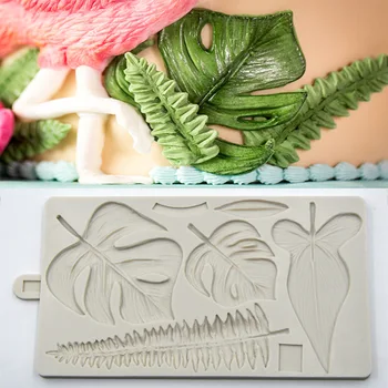 Tropické Leaf Plesne DIY Fondant Tortu Formy Čokoláda Fudge Dekorácie Silikónové Formy Suché Pez Nástroje K251
