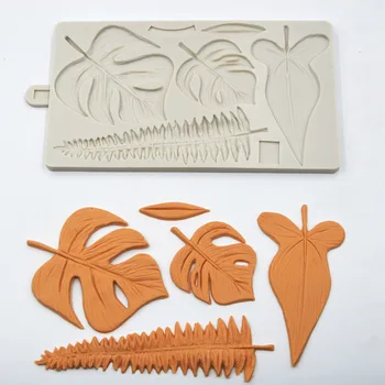 Tropické Leaf Plesne DIY Fondant Tortu Formy Čokoláda Fudge Dekorácie Silikónové Formy Suché Pez Nástroje K251