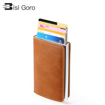 BISI GORO Smart Peňaženka pre Mužov a Ženy Hliníkový Rámček Kreditnej Karty Držiteľ Mini Peňaženka Bezpečnosť RFID Držiteľ PopUp Spojka Karty Prípade