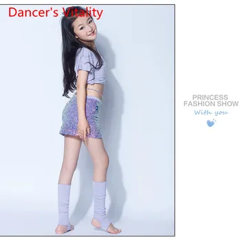 Brušný Tanec Detí Sequined Krátke Taška Split sukne Výkon Vyhovovali Školenia Obliekať Dievčenské Tanečné Kostým detský Orientálny Tanec