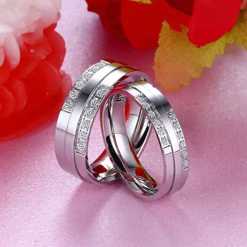 Modyle 2020 Snubné Prstene pre Ženy, Mužov Anillos Strieborná Farba Kubický Zirkón Sľub Prst Šperky