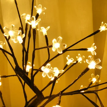 48 LED USB Cherry Plum Kvet Stromu Ľahké Stolové Lampy, Nočné svetlo pre Domáce Vnútorné Spálňa Svadobné Party Bar Dekorácie