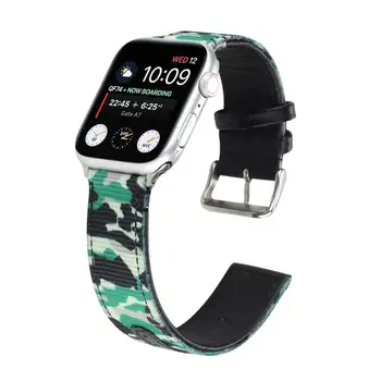 Nylon/Koža Kamufláž Watchband Pre Apple Hodinky Kapela 38 mm 40 mm 42mm 44 mm Náramok iWatch Popruh Watchbands Série 1/2/3/4/5