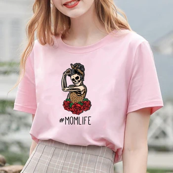Camiseta Mujer Grafické T Košele Ženy Zábavné Mama Život Lebky Leopard, Gepard Tlač Topy 2020 Letné Krátke Sleeve Tee Tričko Femme