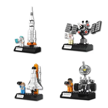 Kreatívne Letecký série rakety, vesmírne lode lunárny vozidla satelit stavebným star travel vzdelávacie hračky pre deti darček