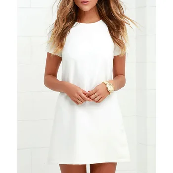 Nové 2019 Sexy Shift Šaty Office Dámske Pracovné Odevy Plus Veľkosť Elegantné Biele Šaty Letné Krátky Rukáv Bodycon Bežné Krátke Šaty