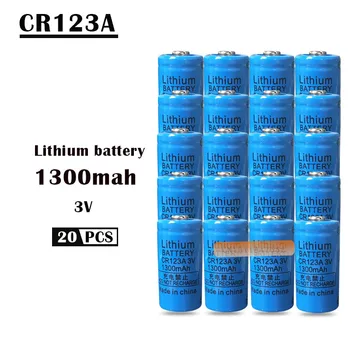 20PCS CR123A 3V Lítiová batéria bunky 1300mah CR123 CR17335 CR17345 16340 LiMnO2 suché primárne batérie pre kamery