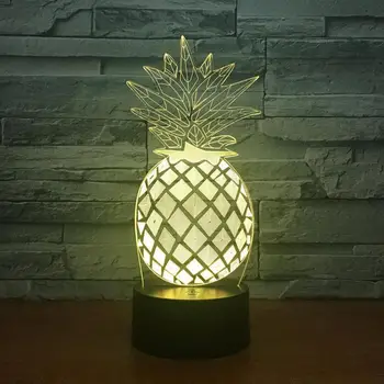 Novinka 3D Ananás (Ananas LED Nočné Svetlo 7 Farieb Zmeniť domovské Izba Dekor Dieťa, Deti, Dieťa Spí Stôl, stolná Lampa Diaľkové Tocuh