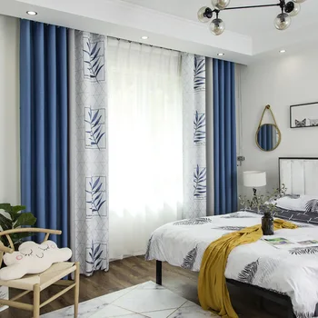 Luxusné Nordic Záclony Obývacia Izba, Spálňa Bezproblémové Spájanie Svetlo-Blokovanie Okno Odtiene Minimalistický Americký Plávajúce Záclony
