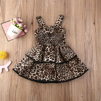 Novorodenca Batoľa, Dieťa Dievča Leopard Tlač Šaty Lotus Leaf Módne NOVÝ Roztomilý Princezná Šaty Vonkajšie Oblečenie pre voľný čas