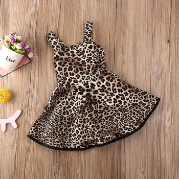 Novorodenca Batoľa, Dieťa Dievča Leopard Tlač Šaty Lotus Leaf Módne NOVÝ Roztomilý Princezná Šaty Vonkajšie Oblečenie pre voľný čas