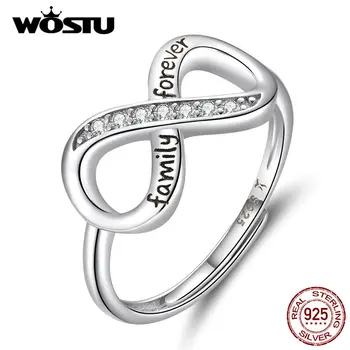 WOSTU S925 Nekonečnej Lásky Prstene Pre Ženy Reálne 925 Sterling Silver CZ Krúžok Znamená Šťastie a Krásu Šperky Darček CQR579