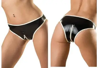 Latex šortky pre ženy fetish T sexy nohavičky spodky s rozkroku zips