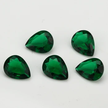100ks 3x3~10x10mm Hruškovitého Tvaru Voľné Kameň Zelená Farba Skla Syntetické Drahokamy Pre Šperky DIY Kameň