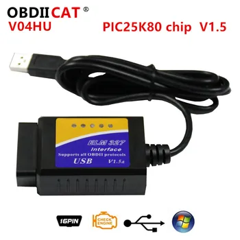OBDIICAT V04HU ELM327 USB V1.5 Skenovania interface PIC18F25K80 OBDII Auto Code Reader OBD2 Auto Diagnostický Nástroj ELM 327 rozhranie