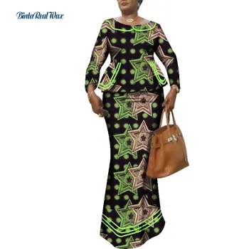 Nové Bazin Riche Africkej Ženy Top a Sukne, Súpravy Afriky Vosk Tlač 2 Kusy Sukne, Súpravy Tradičné Africké Oblečenie WY1641