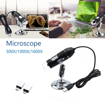 Mega Pixelov 1600X 8 LED Digitálny Mikroskop Typ-C/Micro Pre Android telefónu USB Pre PC zväčšovacie sklo Elektronické Stereo USB Endoskop