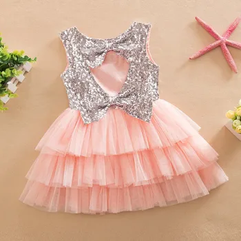 Dievčatá šaty 2020 letné módy sequin luk šaty roztomilé dievčatá balet tutu šaty 2-6 rokov dievča oblečenie