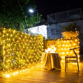 1.5x1.5M 3x2M 6x4M LED Čistý Oka Víla String Svetelné Girlandy Okno Opony Vianočné záhradné Svetlo Svadobné Party Dovolenku Svetlo
