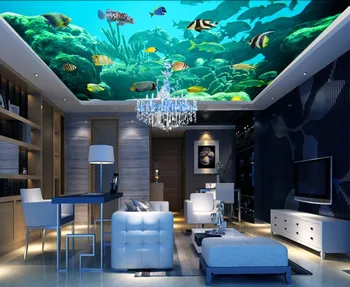 Šťastný Tichom Ryby Dolphin 3D Stropné Nástenné 3d strop, nástenné maľby, tapety
