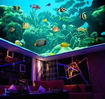 Šťastný Tichom Ryby Dolphin 3D Stropné Nástenné 3d strop, nástenné maľby, tapety