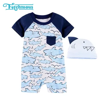 Baby Oblek Romper+Klobúk Cartoon Novorodenca Chlapec Oblečenie Bavlna 0-12M Kombinézu Roupa de bebe Oblečenie Súpravy Oblečenie