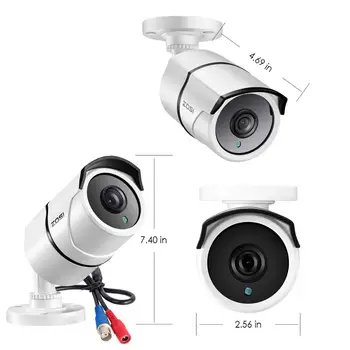 ZOSI 4K Extrémne HD Bezpečnostné Kamery-8.0 MP Nepremokavé TVI Bullet CCTV bnc Kamera pre sledovanie Systému Home Office Pomocou