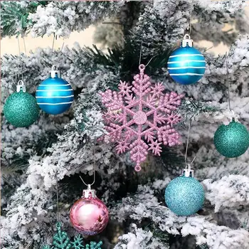 24Pcs Strieborná Ružová Vianočná Vločka Tvarované Nastaviť, Vianočné Dekorácie, Vianočné Gule Snowflake Prívesok Nastaviť Vianoce, Nový Rok Dekor