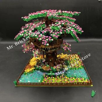 Nápady Dom na Strome Modelu Dvoch Farbách Listy s Kvetinové Sady 3117pcs Stavebné kamene, Tehly Hračka Chirstmas Dary