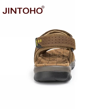 JINTOHO Hot Predaj Letné Plážové Sandále Letné Beach Obuv Módne Originálne Kožené Topánky Muž Sandále Pánske Kožené Sandále