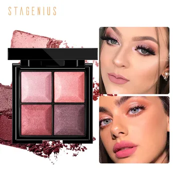 STAGENIUS 4 farby Lesk Eyeshadow Prirodzené Profesionálne High Pigment Dlhotrvajúci Očný Tieň Paletu Nový Rok Očný make-up