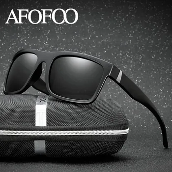 AFOFOO Klasické Polarizované slnečné Okuliare Značky Dizajn Mužov Jazdy Slnečné Okuliare Muž Námestie Okuliare na Nočné Videnie Okuliare UV400 Odtiene