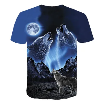 Vlk t-shirt 3D Vytlačené Mužov tričko Populárne Letné Ženy, krásne Harajuku Tlač Zvierat T Vtipné Tričko Krátky Rukáv Bežné Topy