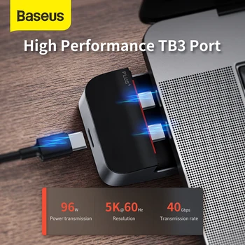 Baseus Multi USB Typu C HUB na HDMI, RJ45, USB 3.0 Thunderbolt 3 USB Rozbočovač Kombinácii 9 v 1 HUB Prenosný Držiak Pre MacBook Pro