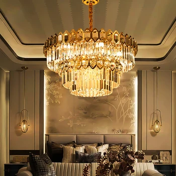 LED Modernom štýle Art Deco Crystal Nehrdzavejúcej Ocele Zlatý Prívesok Svetlá.Prívesok svetlo Pozastavenie Svietidlo Lampen Pre Jedáleň