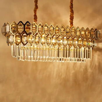 LED Modernom štýle Art Deco Crystal Nehrdzavejúcej Ocele Zlatý Prívesok Svetlá.Prívesok svetlo Pozastavenie Svietidlo Lampen Pre Jedáleň