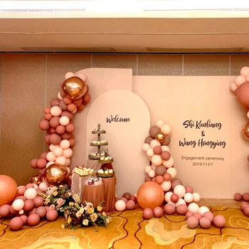 162Pcs Retro Bean Vložiť Rose Gold Party Dekorácie Balóny Garland Arch Auta Biely Balón Pre Svadby, Narodeniny Dieťa Sprcha