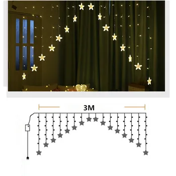 ZPAA 3M Vianočné Osvetlenie 220V Romantické Rozprávky Star LED Záves String Osvetlenie pre Domácnosti, Spálne, Svadobný Veniec Party Dekorácie