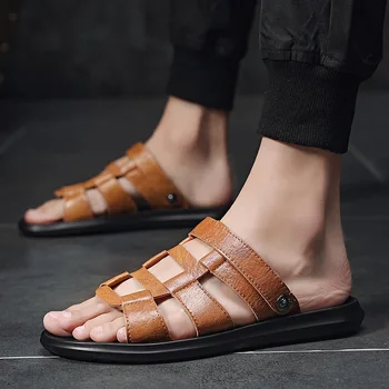 Mens Sandále Lete originálne Kožené Sandále Mužov Návrhár Obuvi Mužov Outdoorové Sandále, Topánky Mužov Zapatos De Hombre Erkek Ayakkabi