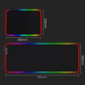 HECULAS Herné Podložka pod Myš s RGB LED Osvetlenie 7 Farebné Mousepad Mouse Mat 25x35cm 30x80cm