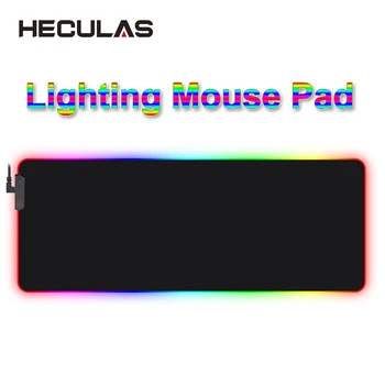 HECULAS Herné Podložka pod Myš s RGB LED Osvetlenie 7 Farebné Mousepad Mouse Mat 25x35cm 30x80cm