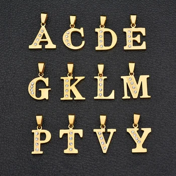 Jednoduché 26 Alfabet Počiatočné Písmeno Náhrdelníky Prívesok Zlatej Farby Crystal Nehrdzavejúcej Ocele Reťazca Náhrdelník Ženy Kolye Collier
