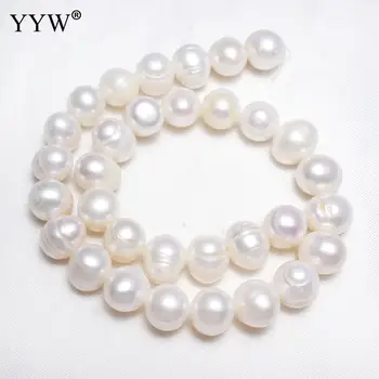Umelé Zemiakov Sladkovodné Perly Korálky Módne Šperky Accessoies Biela 12-13mm Voľné Perličiek 15.7 Palcový Strand