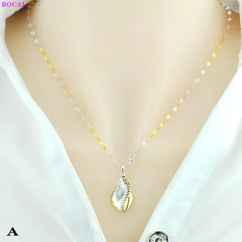 BOCAI reálne mincový striebro S925 náhrdelník pre ženy Thai striebro módne Jednoduché Farebné krku reťaz šperky Valentína darček