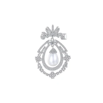 Strieborný Tón Cubic Zirconia Royal Brošňa Pin Broach Vysoko Kvalitné Ženy Dievča Šaty, Šperky, Doplnky XR02051