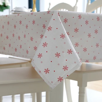 Prispôsobiteľné Bielizeň Bavlna Obrus Červený snehové Vločky Vianočný obrus na Svadobné Hostiny, Umývateľný Tabuľka Kryt Textil