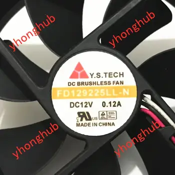Y. S TECH FD129225LL-N DC 12V 0.12 A 90x90x25mm 3-Wire Server Chladiaci Ventilátor